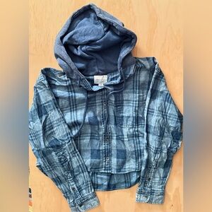 American Eagle Flannel with Sweatshirt Hood